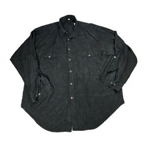 Barry Bricken Men's XL Button Down Shirt Silk Black Long Sleeve Lightweight